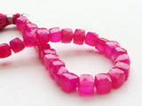 6-7 mm Hot Pink Chalcedony Faceted Cubes, Hot Chalcedony Box Beads, Pink