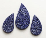 3 Pc Lapis Lazuli Filigree Drilled Hand Carved, Original Lapis Lazuli, Filigree