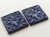 31x31mm Lapis Lazuli Filigree Drilled Hand Carved Matched Pair, Lapis Lazuli