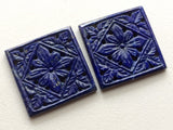 31x31mm Lapis Lazuli Filigree Drilled Hand Carved Matched Pair, Lapis Lazuli