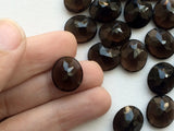 13mm Smoky Quartz Oval Cabochon Lot, Oval Faceted Smoky Quartz Bub Polish