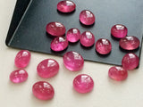 7-9mm Ruby Glass Filled Oval Plain Cabochons, Loose Ruby Cabochons For Jewelry