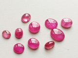 8-15mm Ruby Glass Filled Plain Cabochons, Oval Plain Ruby Flat Back