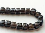 7.5 mm Smoky Quartz Faceted Box Beads, Smoky Quartz Faceted Cube Beads, Smoky