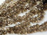 8x11 mm Smoky Quartz Plain Pear Briolettes, Smoky Quartz Briolette Beads, Plain