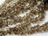 7x10 mm Smoky Quartz Plain Pear Briolettes, Smoky Quartz Briolette Beads, Plain