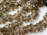 8x11 mm Smoky Quartz Plain Pear Briolettes, Smoky Quartz Briolette Beads, Plain