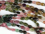 5x7mm Multi Tourmaline Faceted Drum Beads, Pink And Green Tourmaline Bicone Bead