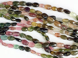 5x7mm Multi Tourmaline Faceted Drum Beads, Pink And Green Tourmaline Bicone Bead