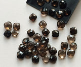 8-10mm Smoky Quartz Square Cushion Cut Gems, Rose Cut Both Side Faceted, 10 Pcs