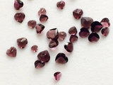 3-6mm Rhodolite Garnet Heart Cut Stone, Faceted Garnet Heart Cut Stone Cabochons