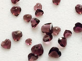 3-6mm Rhodolite Garnet Heart Cut Stone, Faceted Garnet Heart Cut Stone Cabochons