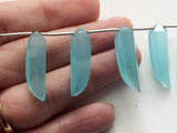 24-28 mm Aqua Chalcedony Faceted Horn Beads, Blue Chalcedony Horn Beads