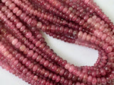 5-6mm Pink Tourmaline Plain Rondelle Beads, Natural Pink Tourmaline Beads, Pink