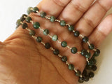 5 mm Emerald Plain Round Balls Beads in 925 Silver Wire Wrapped Rosary Chain