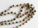 4-4.5mm Ruby Emerald Plain Round Balls Beads in 925 Silver Wire Wrapped Rosary