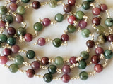 4-4.5mm Ruby Emerald Plain Round Balls Beads in 925 Silver Wire Wrapped Rosary