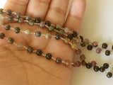 5 mm Multi Tourmaline Plain Round Balls Beads in 925 Silver Wire Wrap Chain