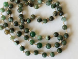 5 mm Emerald Plain Round Balls Beads in 925 Silver Wire Wrapped Rosary Chain