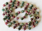 4-4.5mm Ruby Emerald Plain Round Balls Beads in 925 Silver Wire Wrapped Rosary