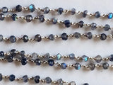 3 mm Labradorite Faceted Rondelle Beads in 925 Silver Wire Wrapped Rosary Chain