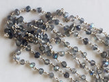 3 mm Labradorite Faceted Rondelle Beads in 925 Silver Wire Wrapped Rosary Chain