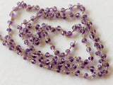 3- 3.5 mm Amethyst Faceted Rondelle Bead in 925 Silver Wire Wrapped Rosary Chain