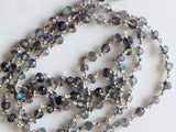 3 mm Labradorite Faceted Rondelle Beads in 925 Silver Wire Wrapped Rosary Chain