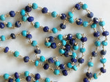 3.5 mm Turquoise Lapis Lazuli Faceted Rondelle Beads in 925 Silver Wire Wrapped