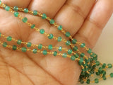 3mm Green Onyx Facet Rondelle Bead in 925 Silver Gold Polish Wire Wrapped Rosary