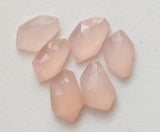 14-16mm Rose Pink Chalcedony Fancy Flat Back Cabochon, Light Pink Faceted