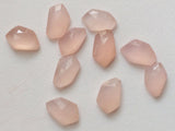 14-16mm Rose Pink Chalcedony Fancy Flat Back Cabochon, Light Pink Faceted