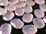 12x16mm Rose Pink Chalcedony Table Cut Flat Back, Rose Pink Cabochons, Rose Cut