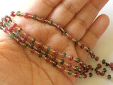 4.5mm Emerald & Ruby Faceted Rondelle Beads in 925 Silver Wire Wrapped Rosary