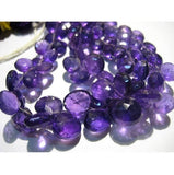 8 mm African Amethyst Micro Faceted Heart Shaped Briolette, Amethyst Faceted