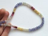 4-6mm Multi Sapphire Plain Rondelles Beads, Sapphire, Ruby Beads For Jewelry