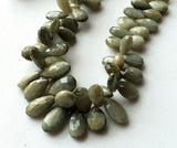 6x9 mm-7x16 mm Cats Eye Stone, Cats Eye Faceted Pear Briolettes, Green Cats Eye