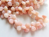 11mm Pink Opal Plain Heart Beads, Peruvian Pink Opal Heart Briolette, Pink Opal