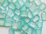 6x8mm Aqua Chalcedony Emerald Cut Stones, Aqua Blue Rectangle Cabochons