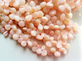 11mm Pink Opal Plain Heart Beads, Peruvian Pink Opal Heart Briolette, Pink Opal