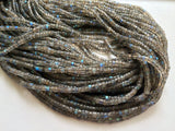 4 mm Labradorite Plain Tyre Beads, Blue Fire Gem Stone, 13 Inch Strand Flashy