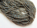 4 mm Labradorite Plain Tyre Beads, Blue Fire Gem Stone, 13 Inch Strand Flashy