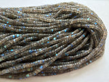 4 mm Labradorite Plain Tyre Beads, Blue Fire Gem Stone, 13 Inch Strand Flashy