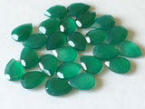 10x14mm Green Onyx Cabochons Faceted Pear Cabochons, Green Onyx Table Cut