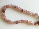 8-8.5mm Strawberry Quartz Faceted Rondelle Beads, Pink Strawberry Quartz Beads