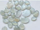 10mm-14mm Gray Moonstone Rose Cut Flat back Cabochon, Faceted 5 Pc Moonstone
