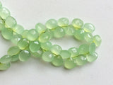 9-9.5 mm Apple Green Chalcedony Faceted Heart Bead, Green Chalcedony For Jewelry