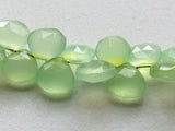 9-9.5 mm Apple Green Chalcedony Faceted Heart Bead, Green Chalcedony For Jewelry