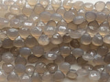 9 mm Gray Chalcedony, Gray Chalcedony Faceted Heart Beads, Gray Chalcedony Beads