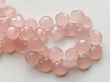 10 mm Rose Pink Chalcedony Faceted Heart Beads, Heart Shaped Bead